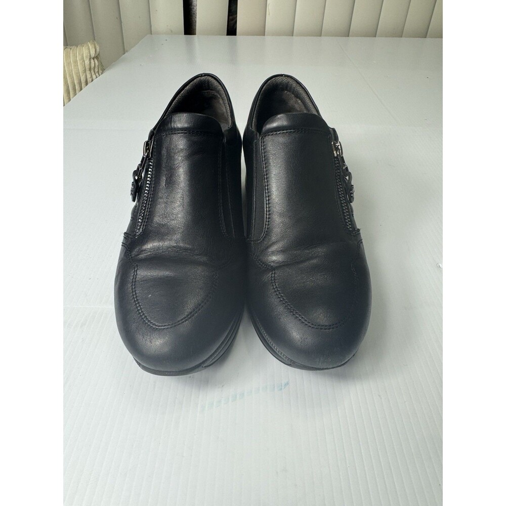 Melluso Women’s Black Leather Side Zip Comfort Shoes EU 37 Made in Italy